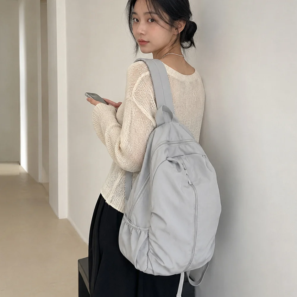 男女通用 Shelley 尼龍 簡約 筆記型電腦 輕量 背包 畢業 禮物_灰色