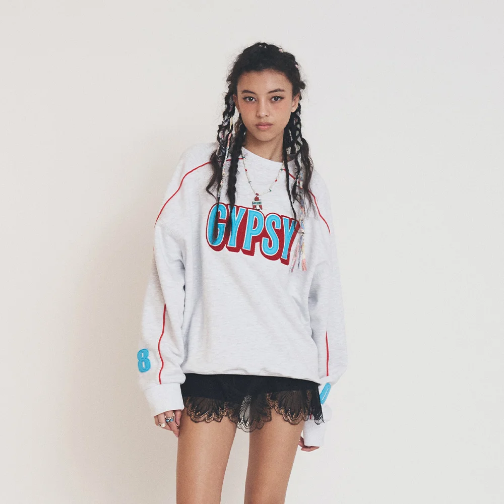 GYPSY PIPING SWEATSHIRT WHITEMELANGE
