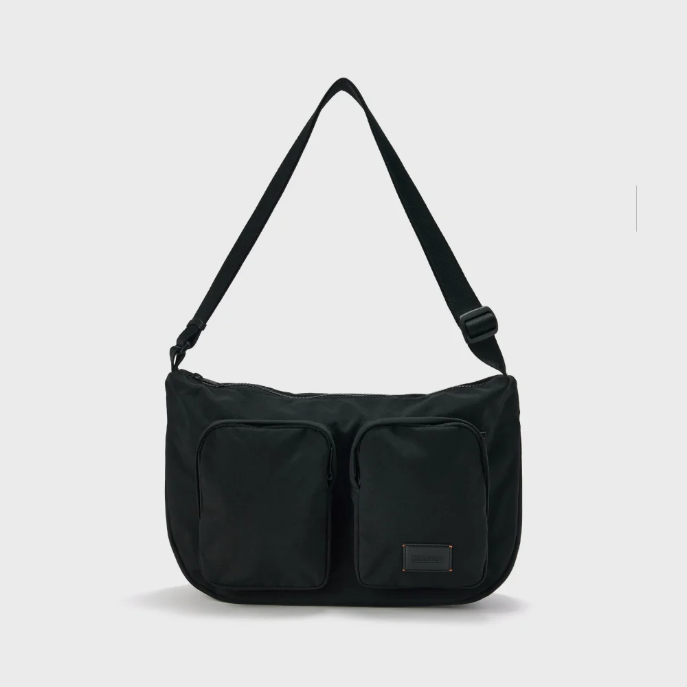 TWO POCKET HOBO BAG - BLACK (P255ACR410)