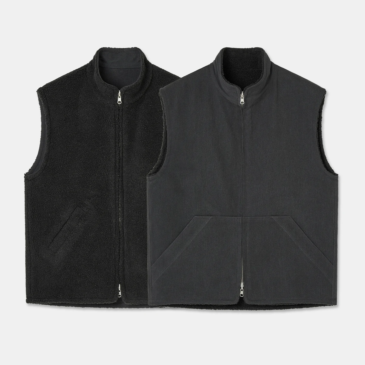 COTTON/FLEECE REVERSIBLE VEST BLACK