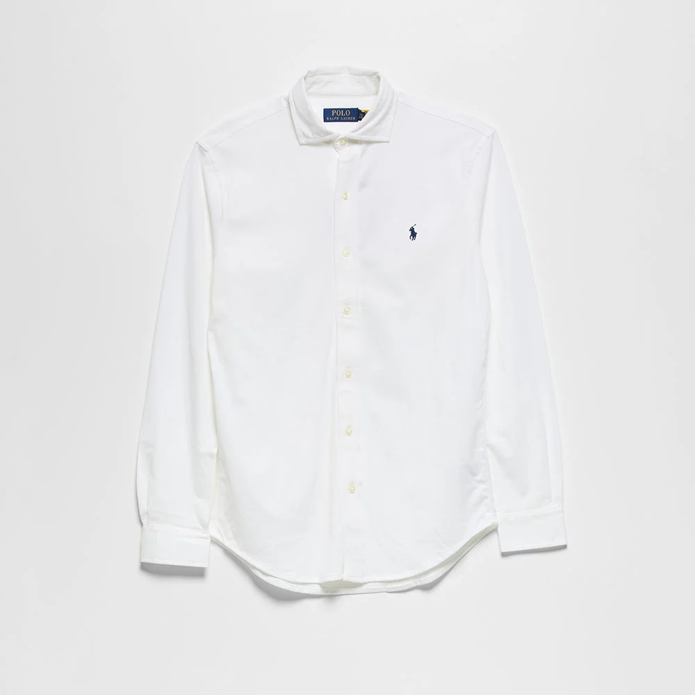 針織 Spread 衣領 襯衫 (WHITE)