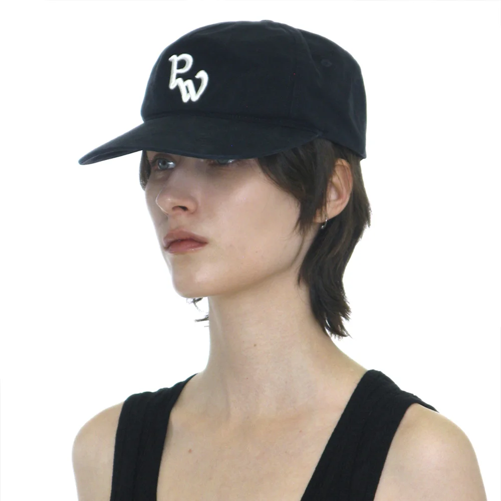 WASHED PW EMBROIDERED GRANDAD CAP_NAVY