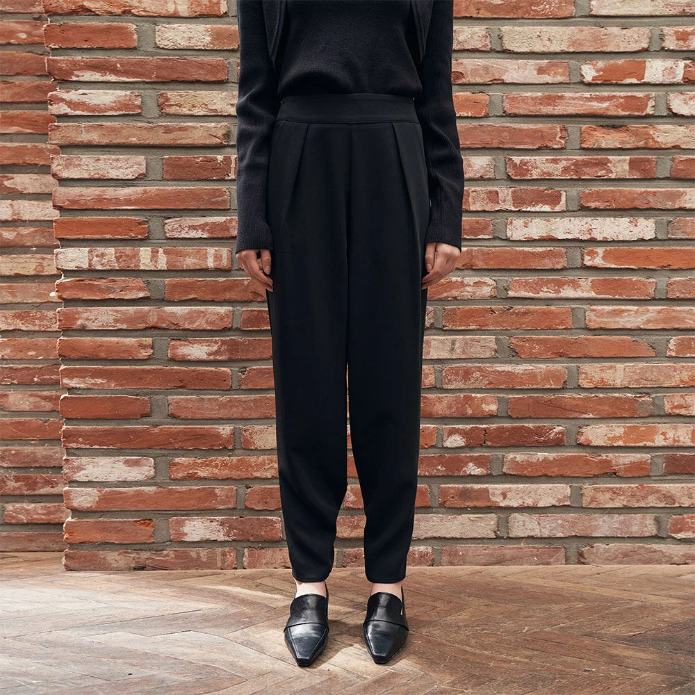 Button wide slacks - black