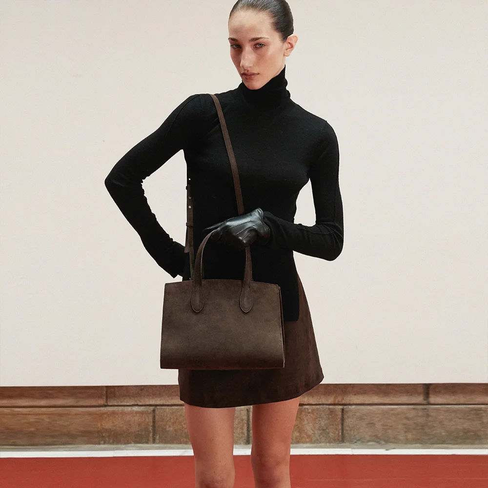 Suede Marcelle 13 Bag_Deep Brown