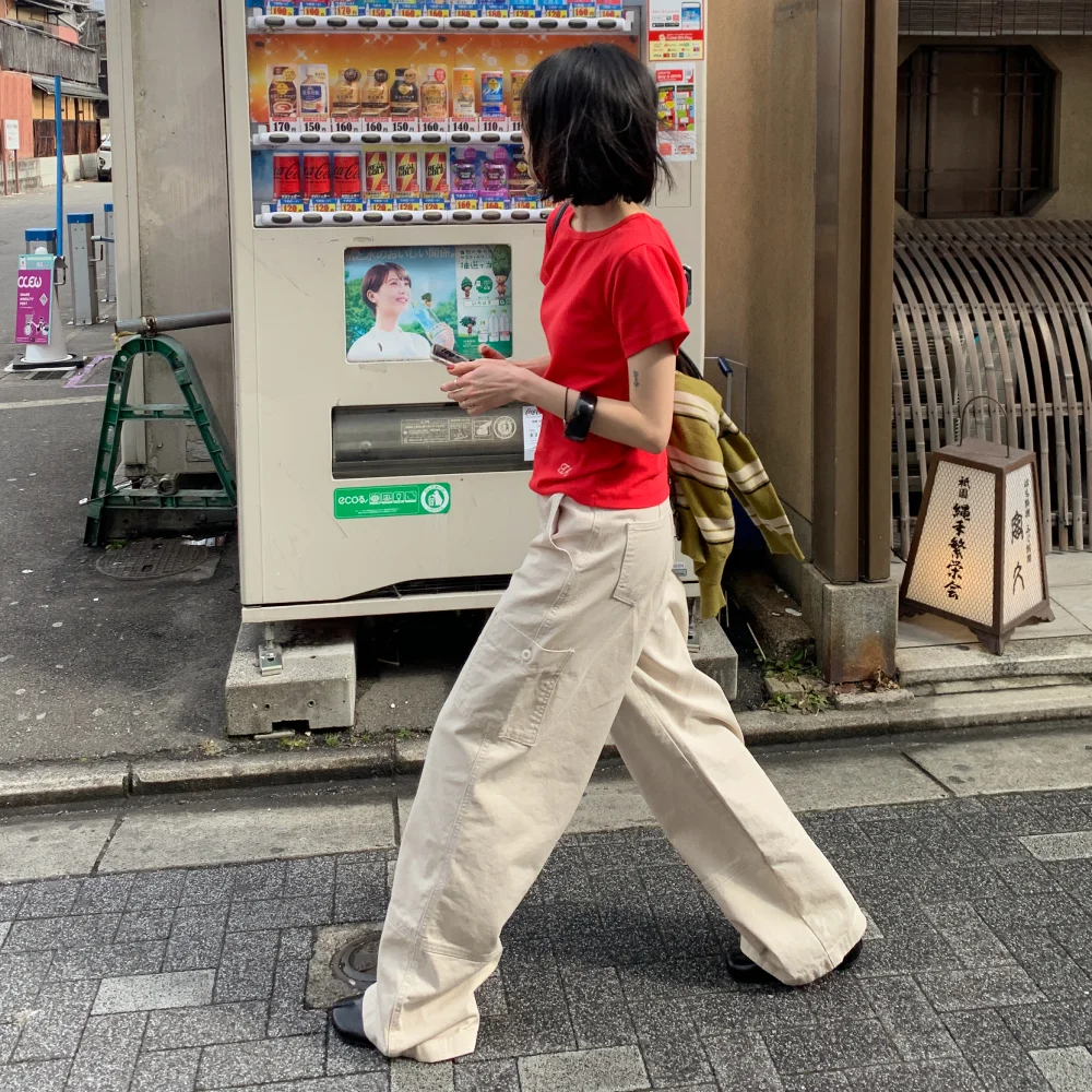 Side Pocket Cotton Pants (Soft beige)