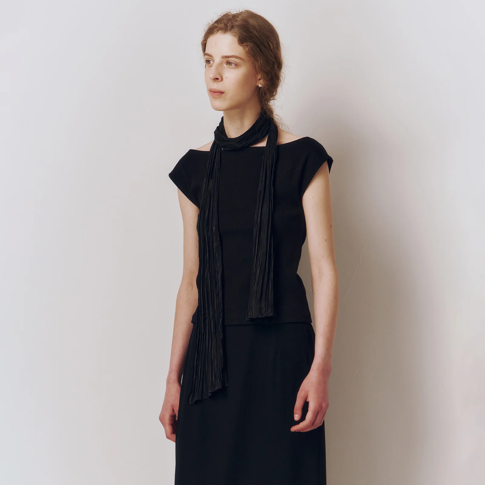 French Sleeve Jersey Top Black