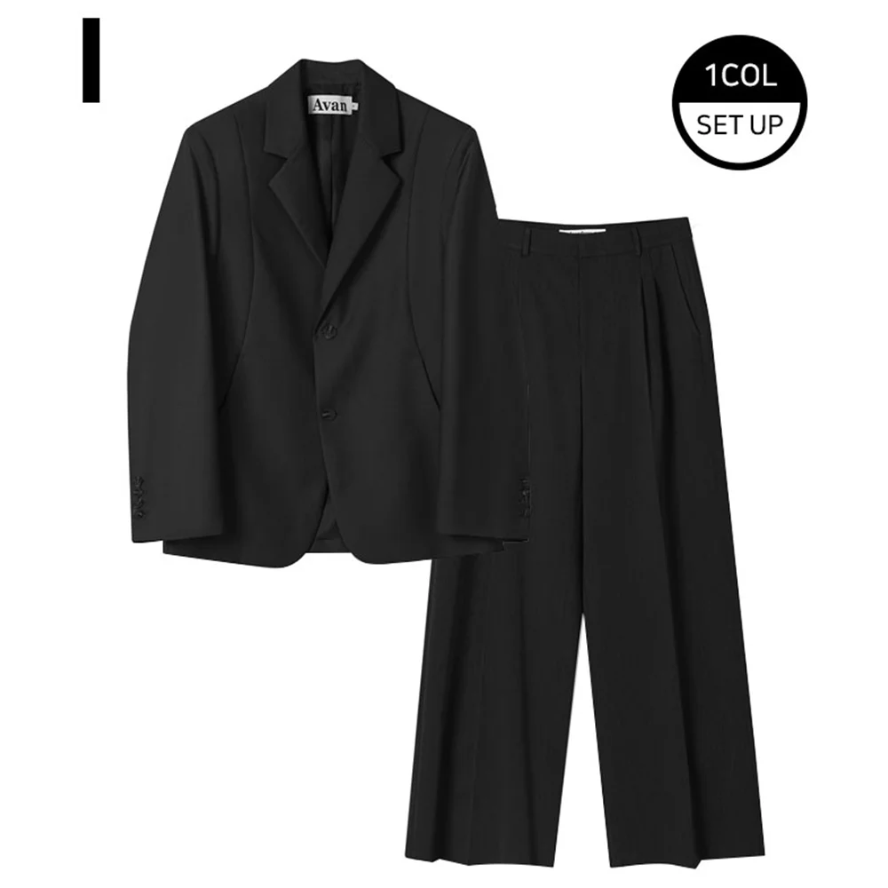 弧形 雙鈕扣 西裝外套 & Smart Tuck Slacks