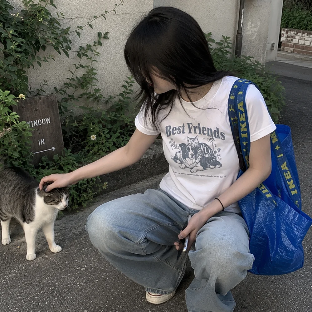 Friendship 手繪 藝術 女裝 短袖T恤 (白色)