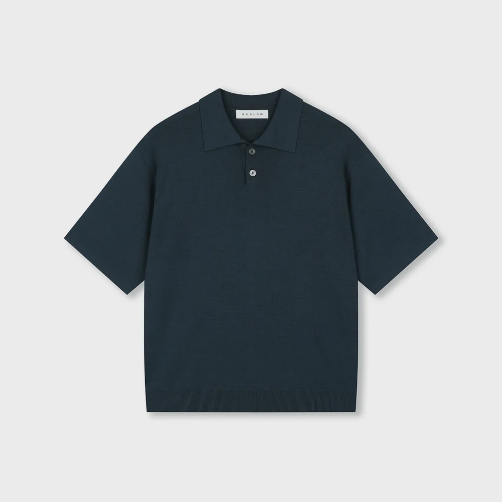 FINE KNIT POLO SHIRTS DARK TEAL