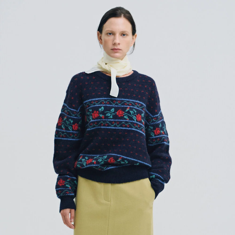 Rose Alpaca Knit (Navy)
