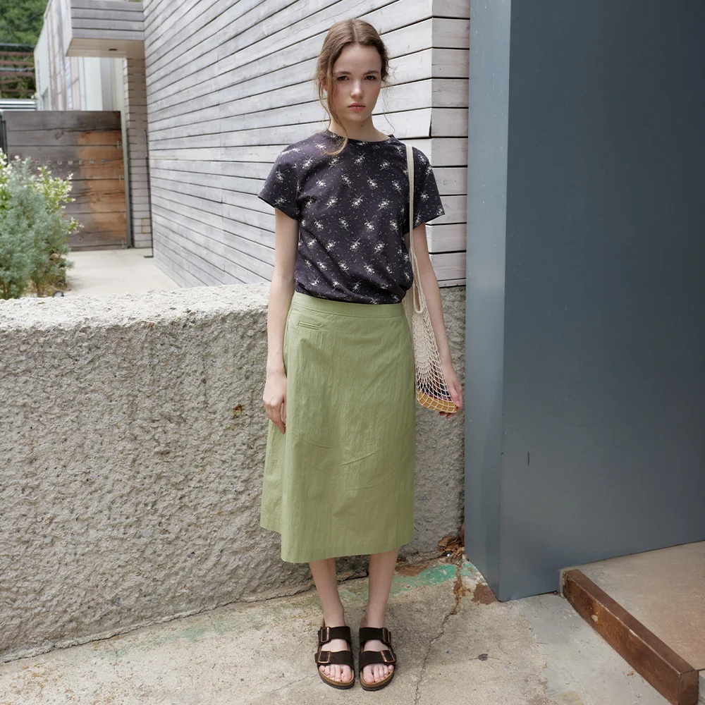renee print tee - charcoal