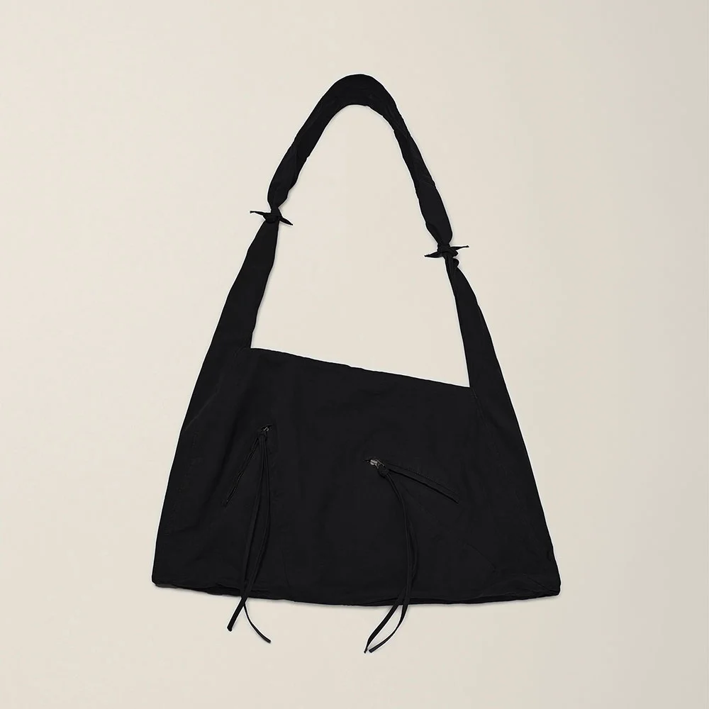 GARMENT DYED 2 WAY STRAP TOTE BAG (LARGE) BLACK