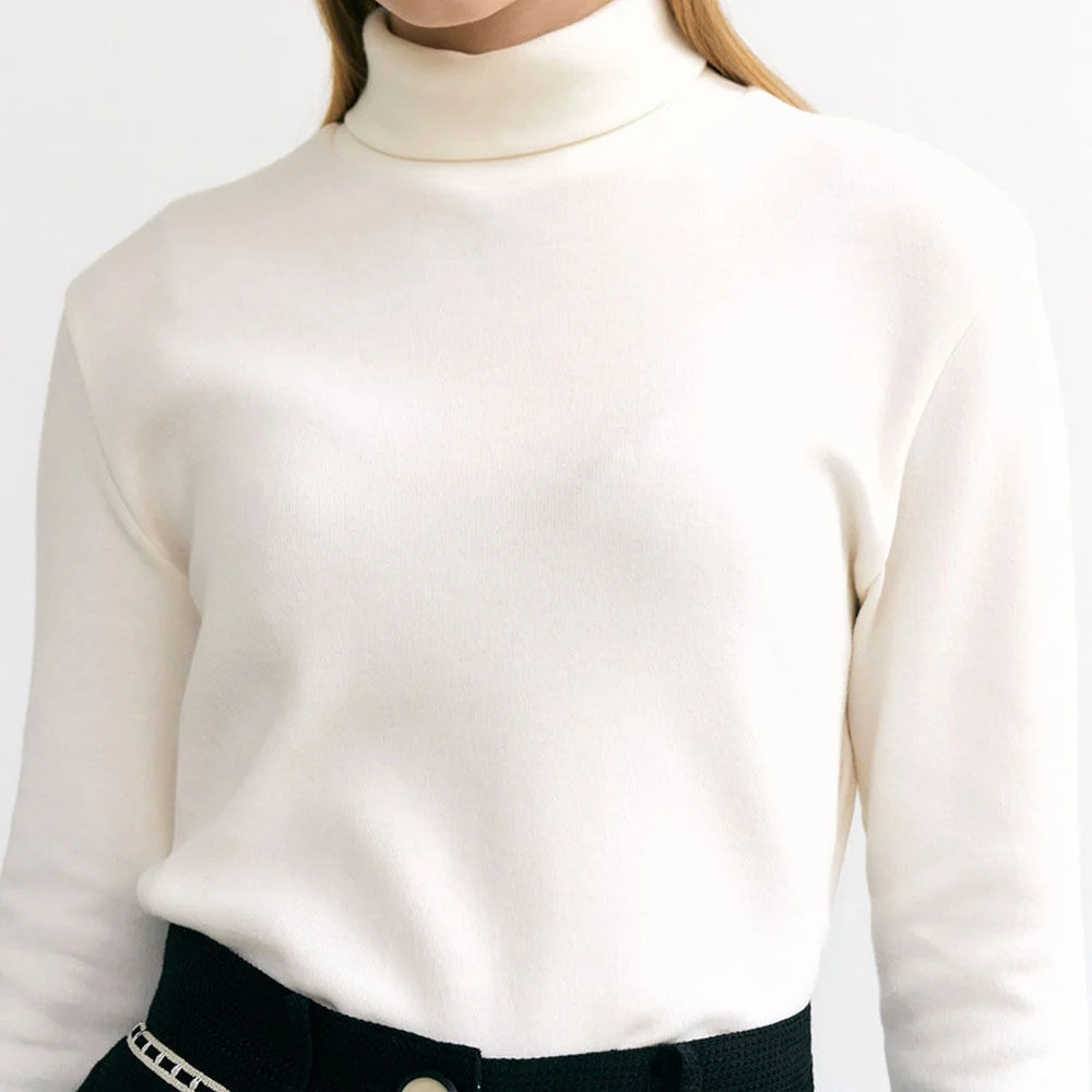 6A Soft cotton turtleneck top (Off White)