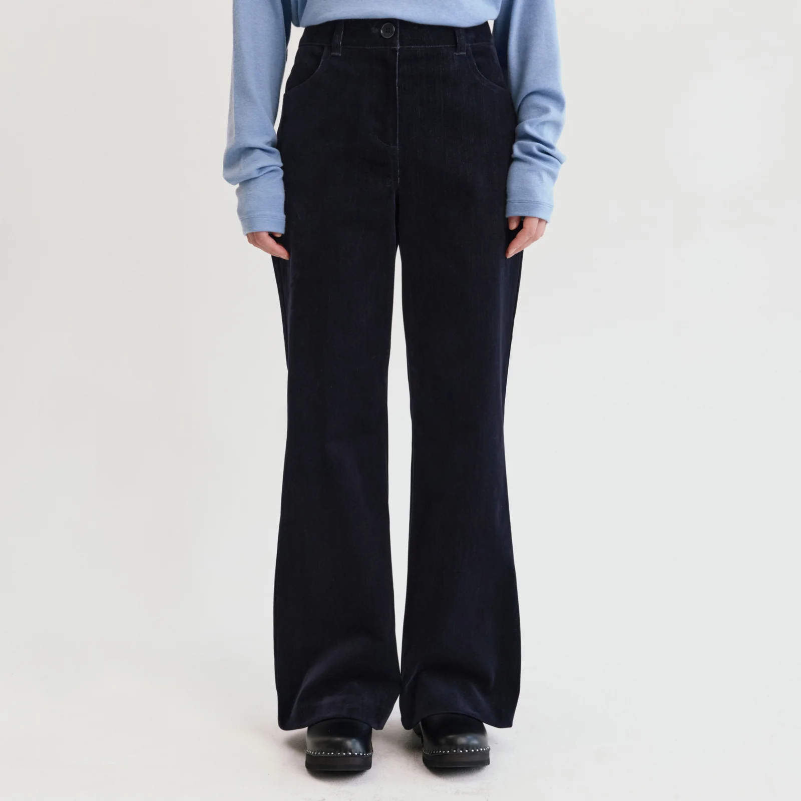 Velvet Denim Pants-Navy