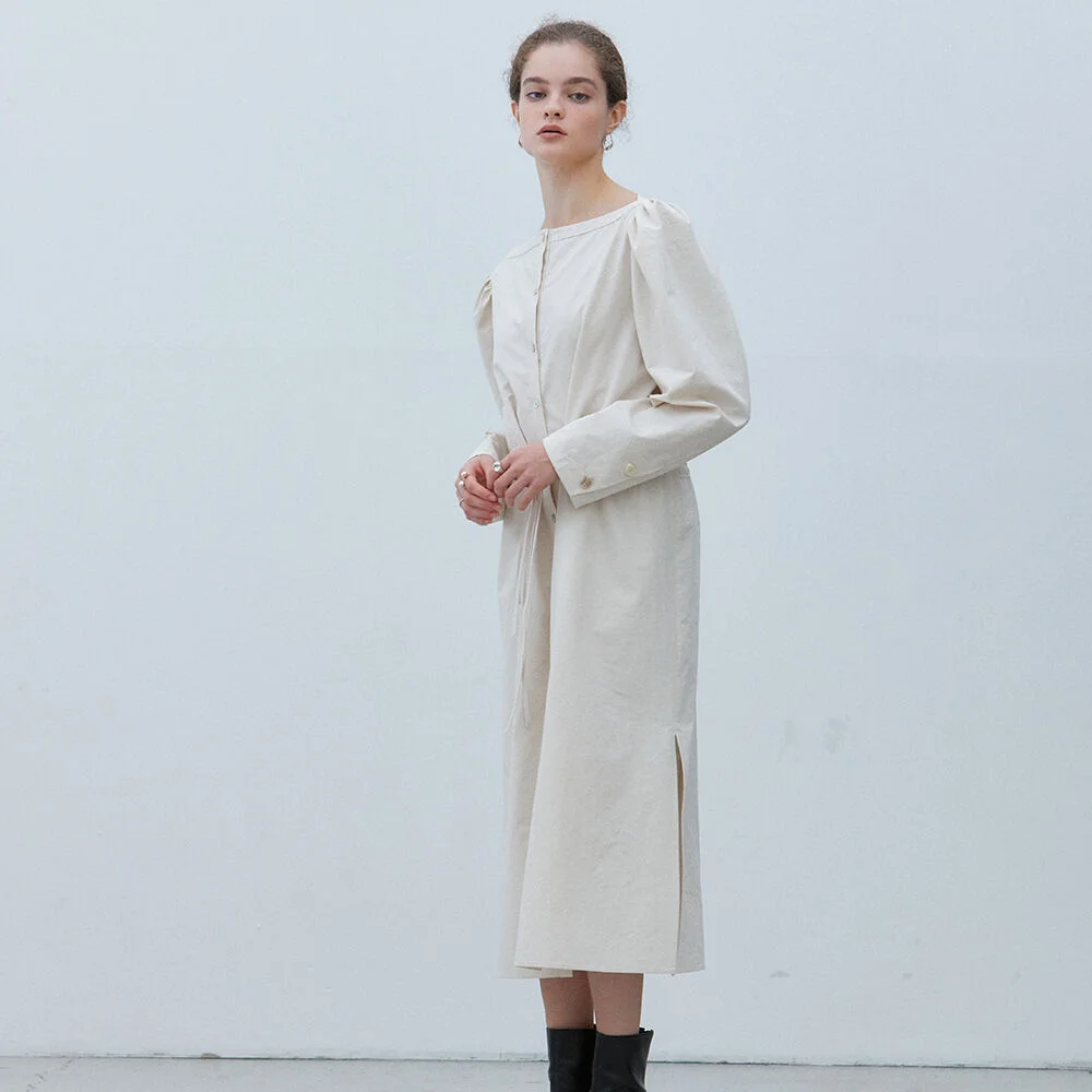 ATHENA_BOAT NECK DRESS_IVORY
