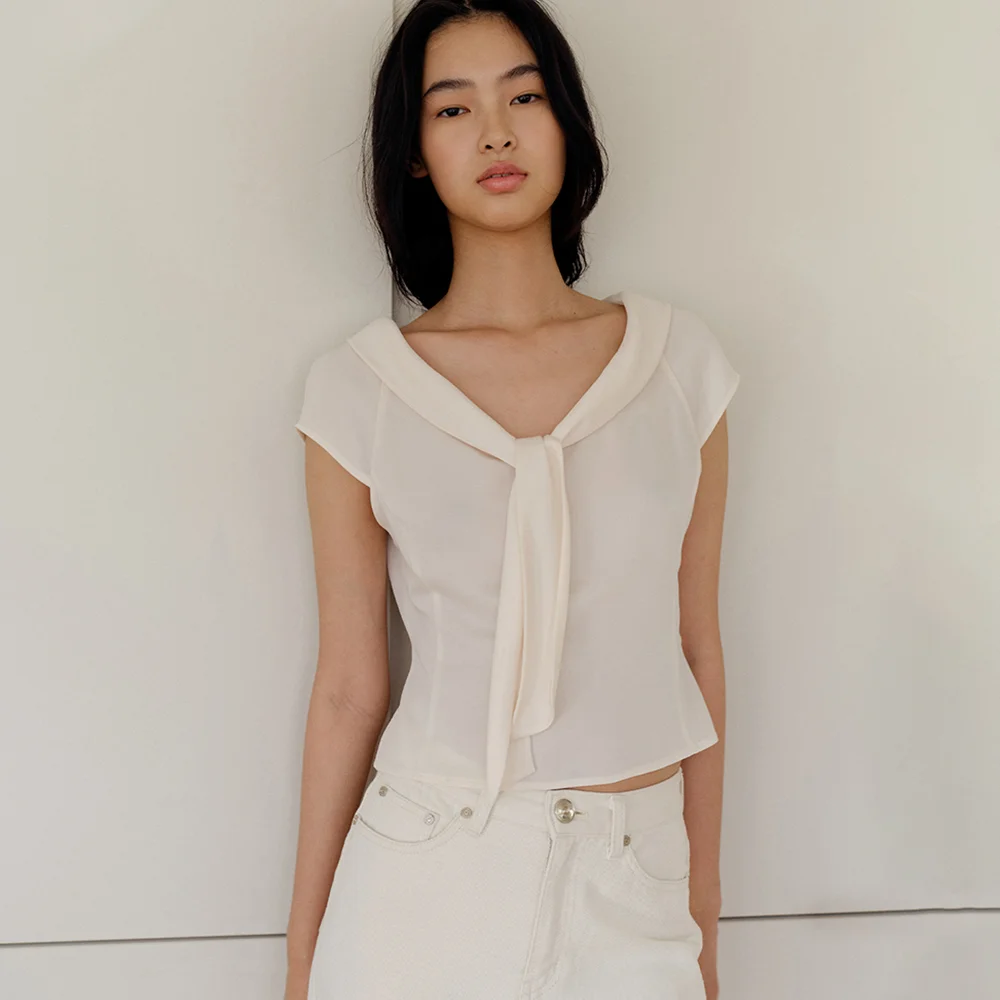 Valois Bowtie Top Cream