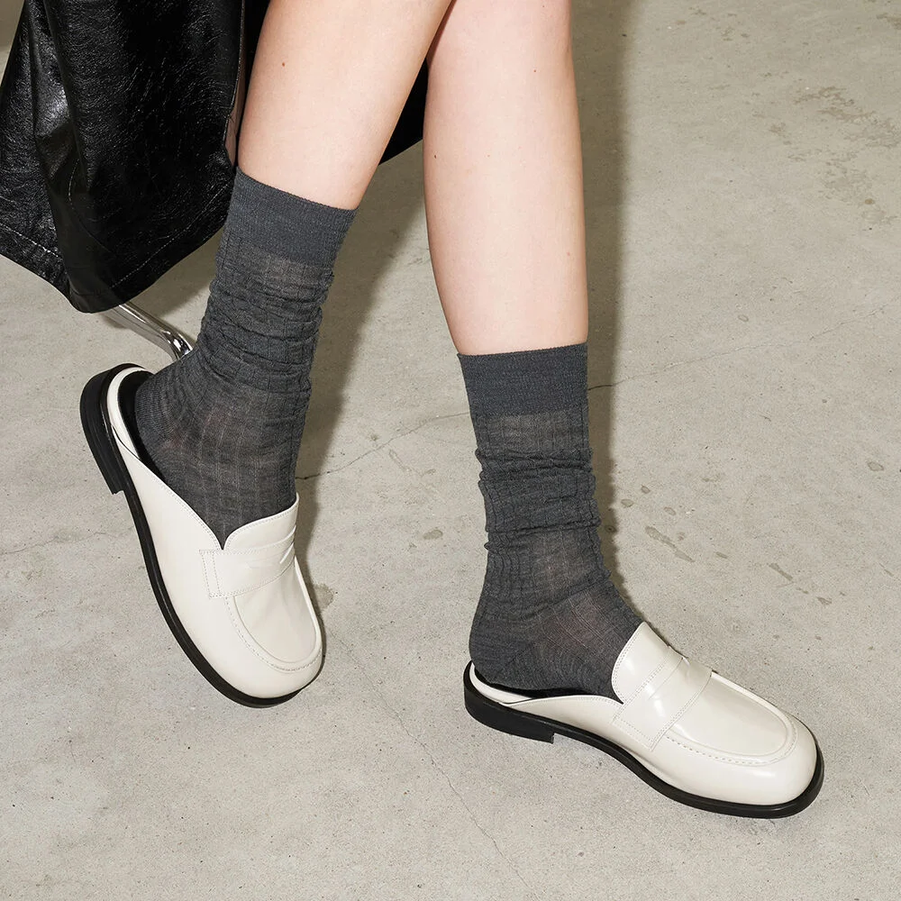 Chiara Backless Loafers Leather Ivory
