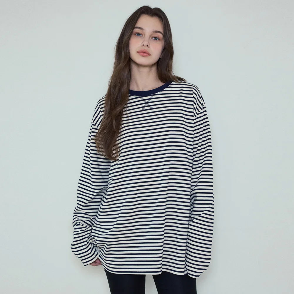 W/Stripe Loose Long Sleeve_3Color(W25-TP12)