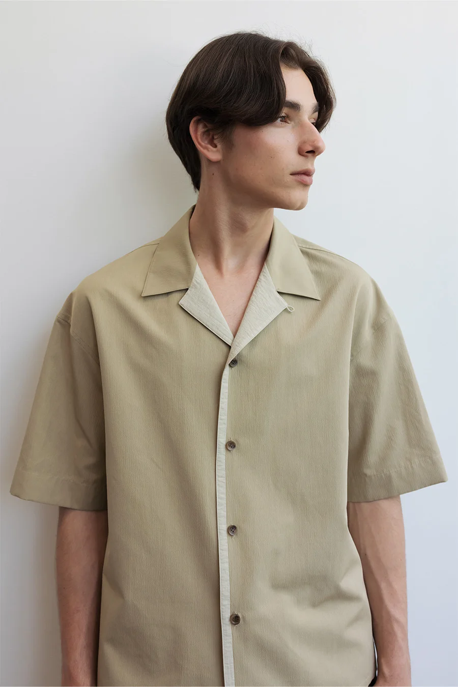 OPEN COLLAR SHORT SLEEVE SHIRT