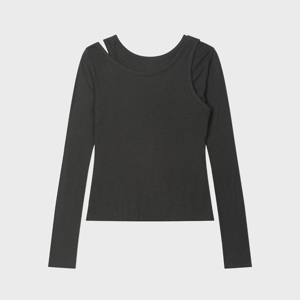LAYERED LONG SLEEVE IN CHARCOAL
