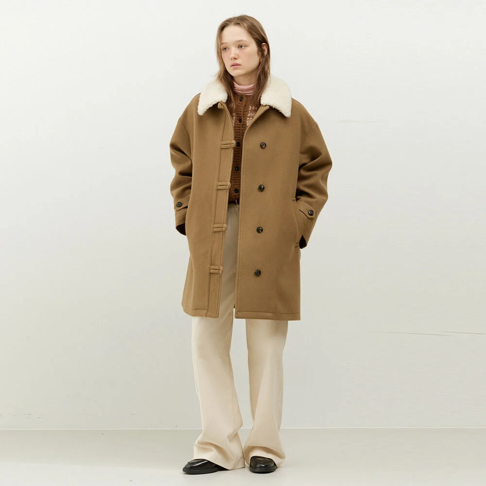 Shearling Collar Coat(Beige)