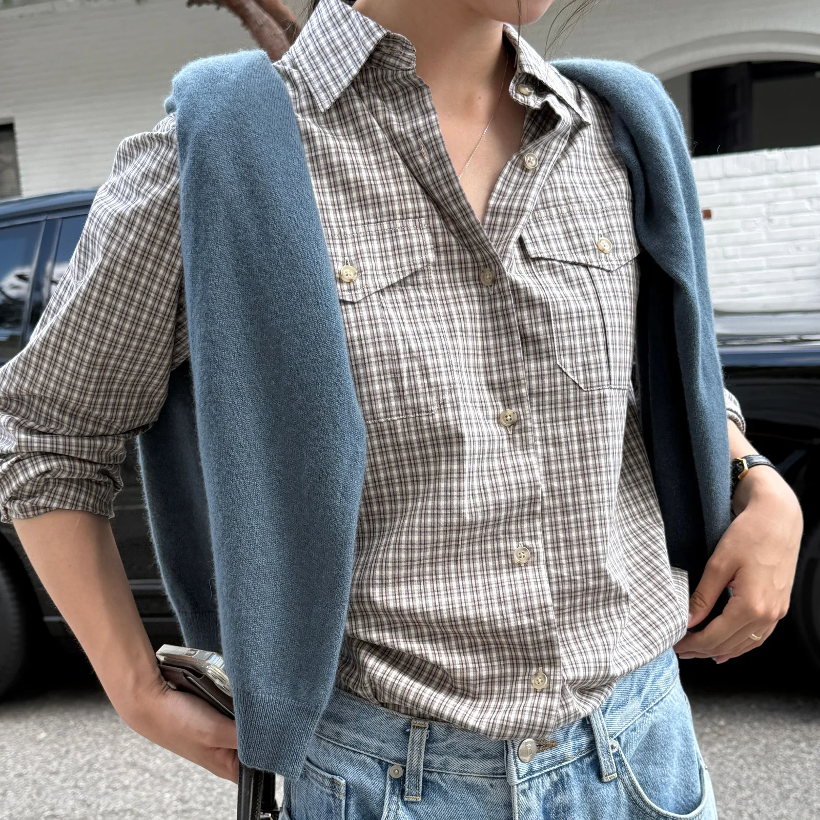 Townie Check Pocket Shirt_Beige