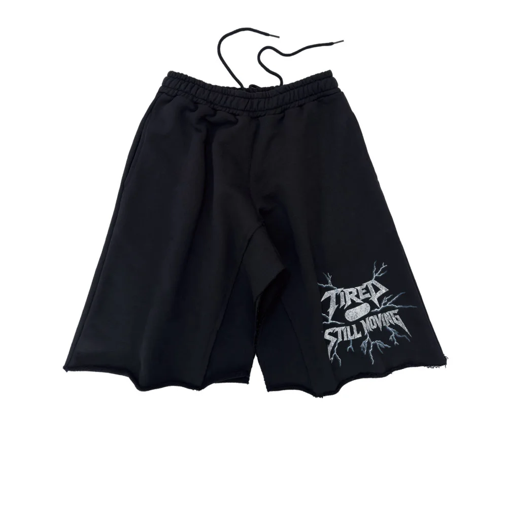 TIRED STILL MOVING CUT-OFF SKIRT-BLACK