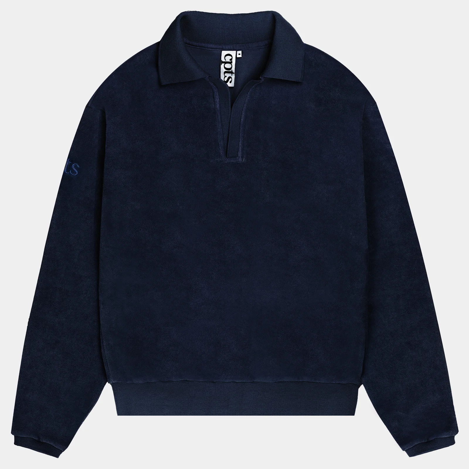 LONG SLEEVED TOWELING POLO SHIRTS_NAVY