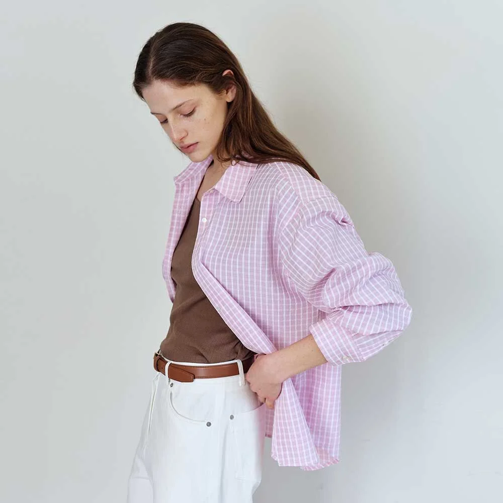 Back Shirring Shirt(Pink)