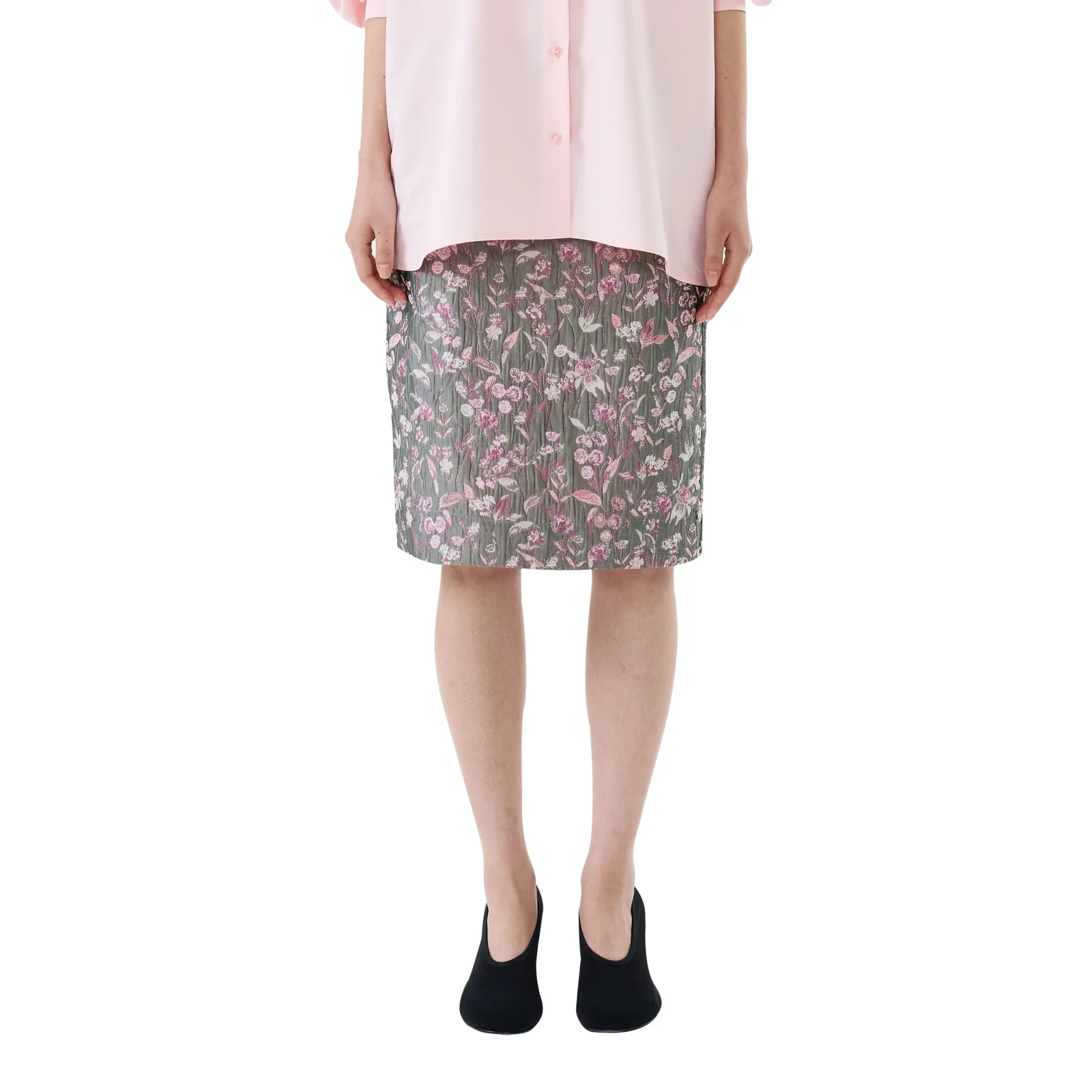 JACQUARD COLUMN MIDI SKIRT (DUSTY PINK)
