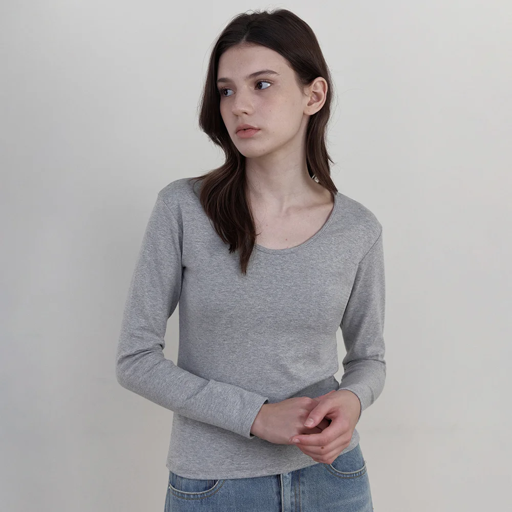 Soft Scoop-Neck Long-Sleeve Tee_GRAY(WB6TP46)