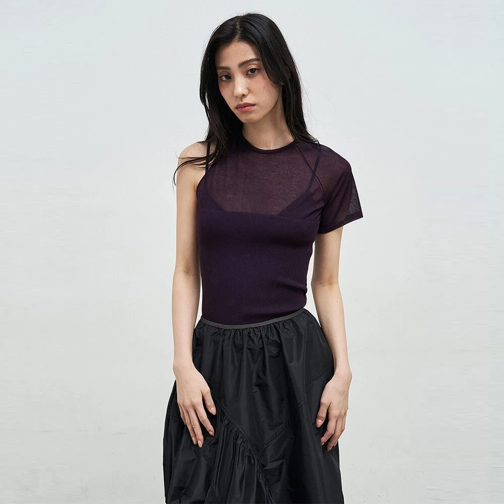 Asymmetrical Tube Top Violet (AG5451A01S)
