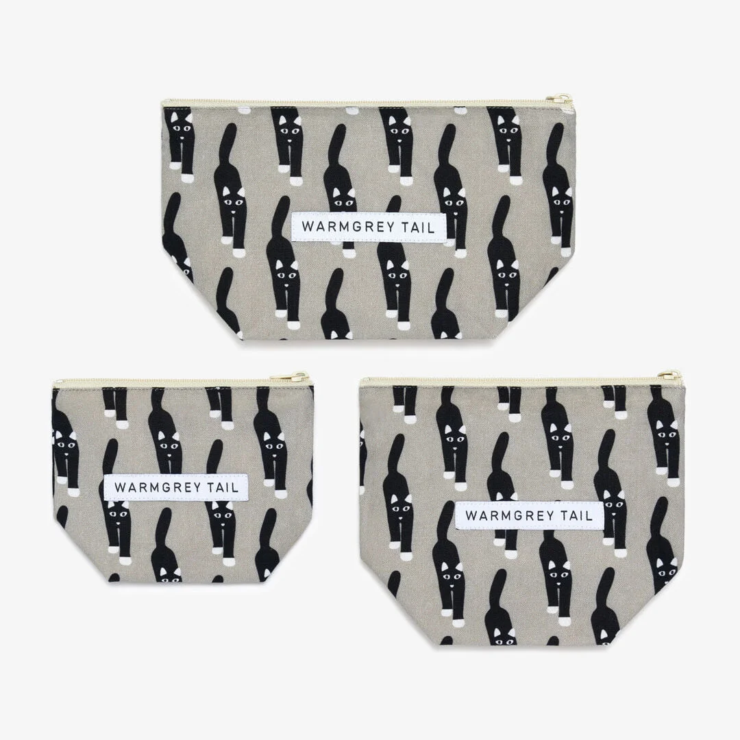 貓 Coming Standing 化妝袋 - 灰色 (3size)