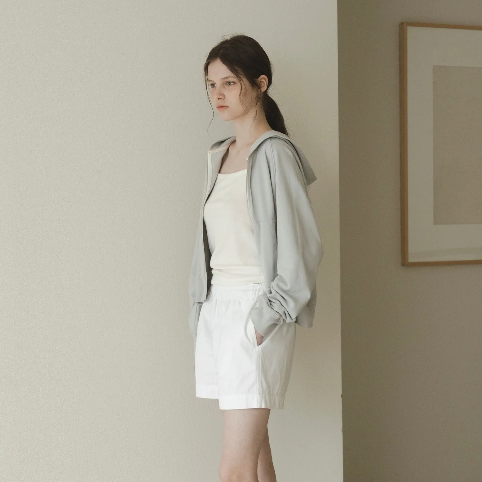 Breezy Zip-up Hoodie(Light Gray)