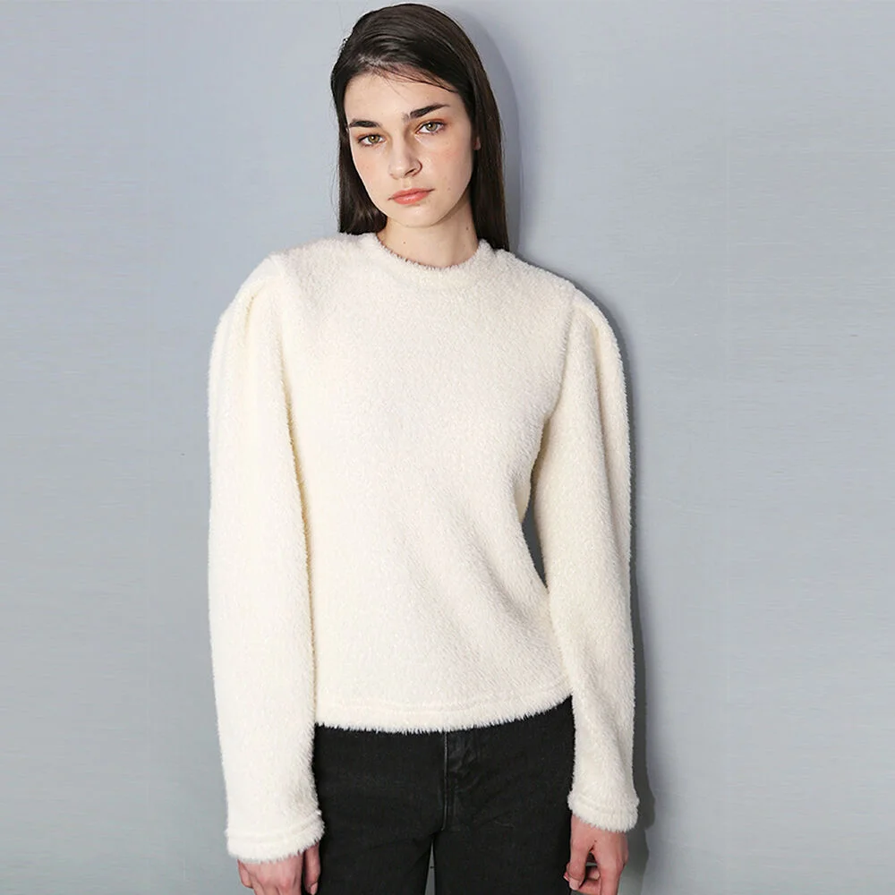 羽絨外套 針織衫 象牙色 T恤_ Puff Fur Knit IV TS