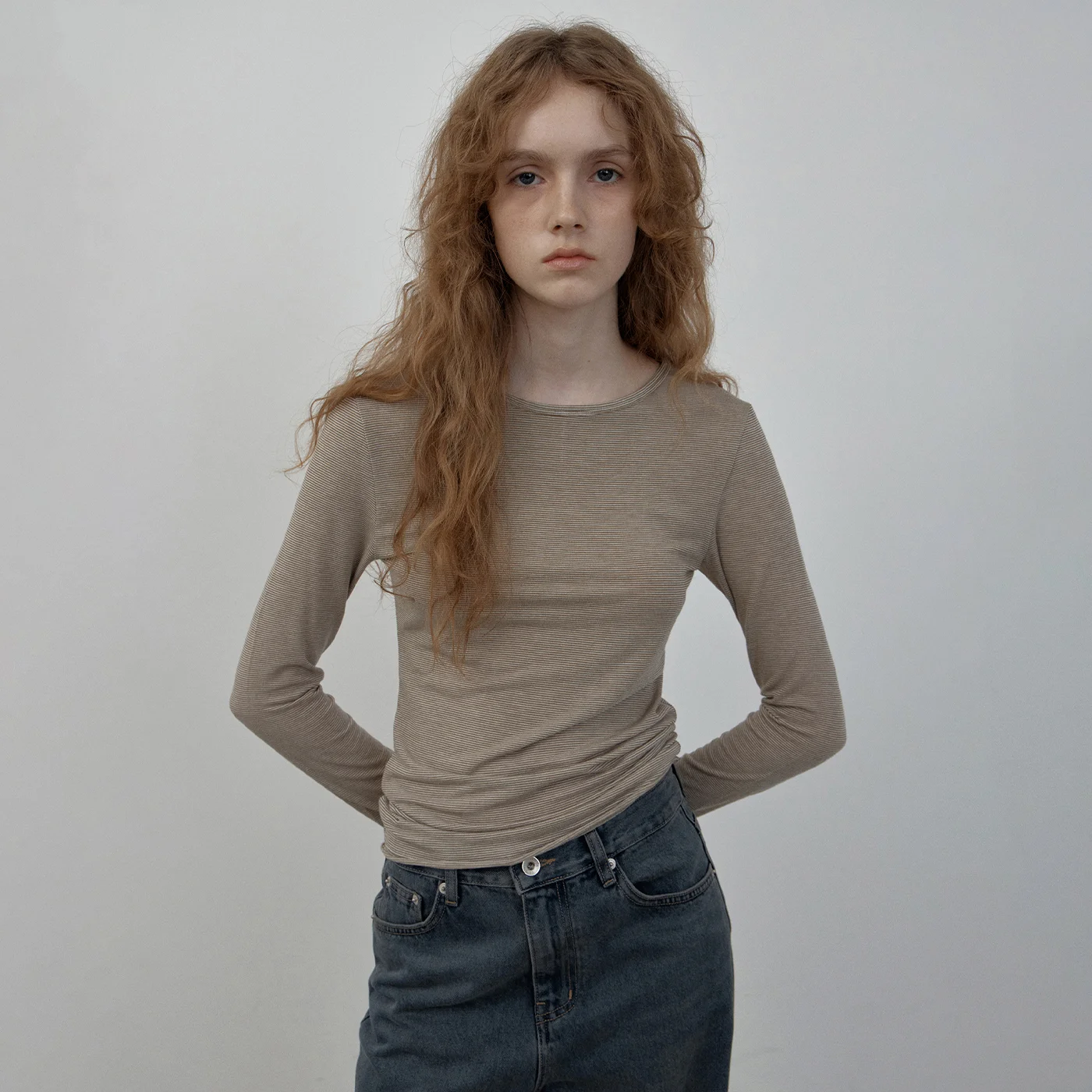 Wendy stripe layered t-shirt (caramel stripe)