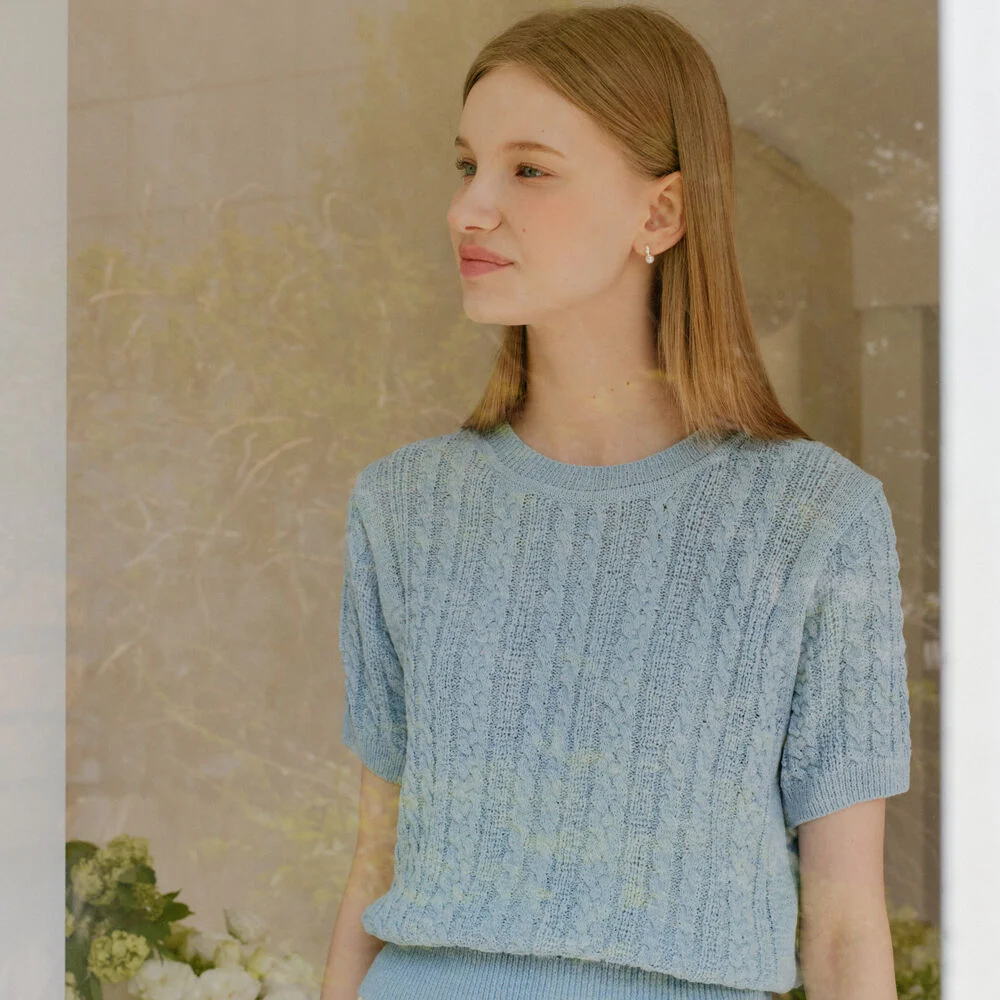CABLE TAPE KNIT_SKY BLUE