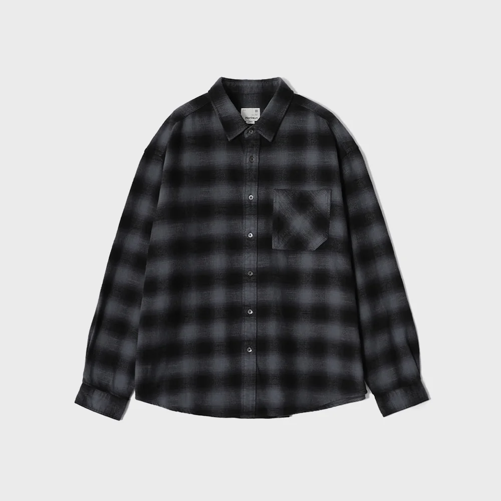 Madison Ombre Check Shirt BLACK