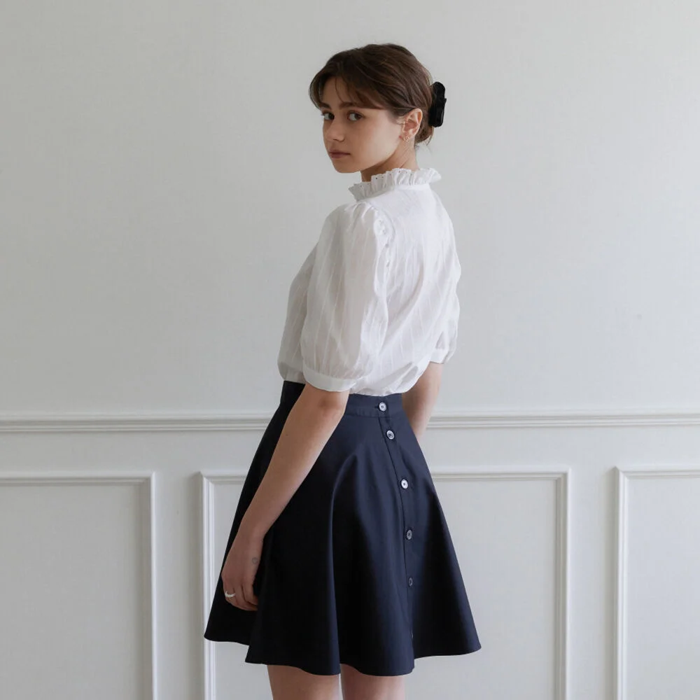 Back Button Flare Skirts