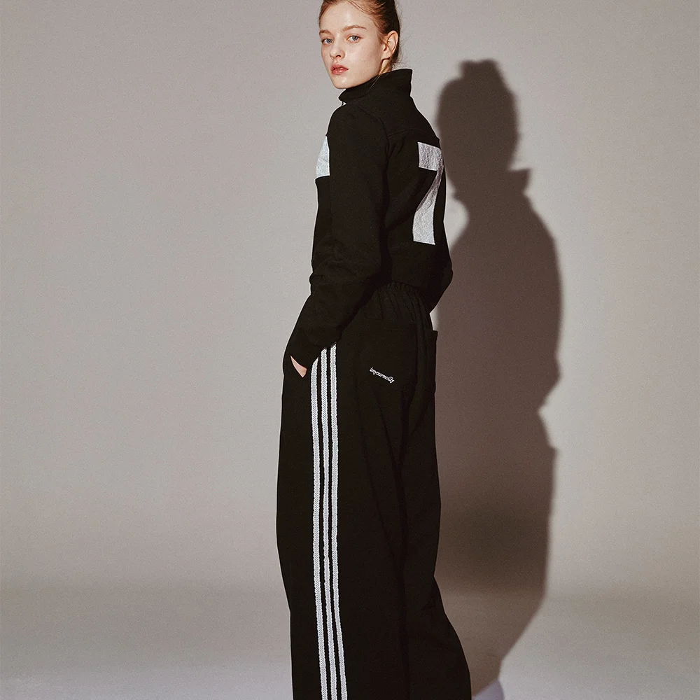 Lace Tape Track Pants Black