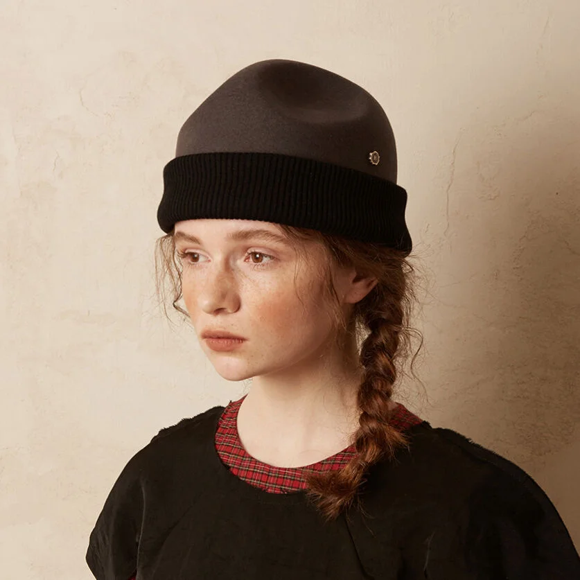 Felt crown beanie - Gray