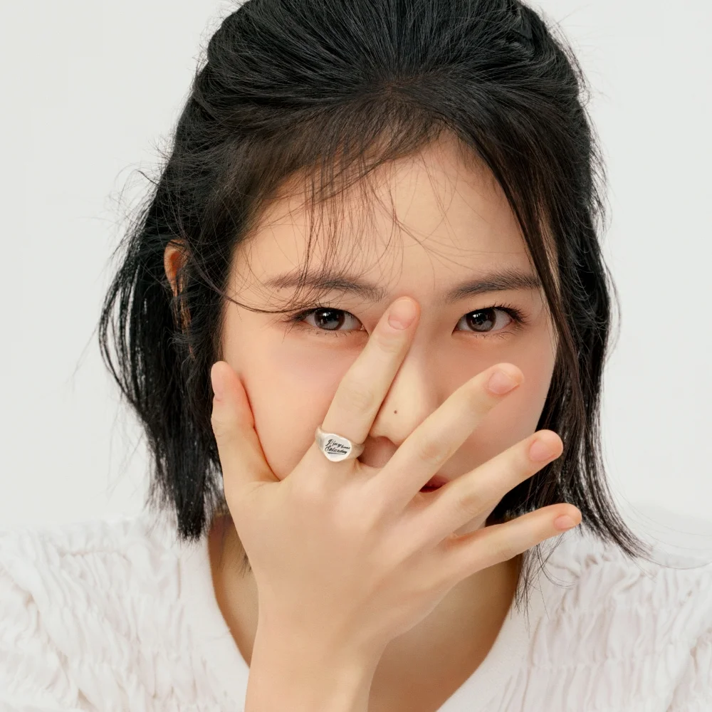 圖案 心形 Signet 環 銀色