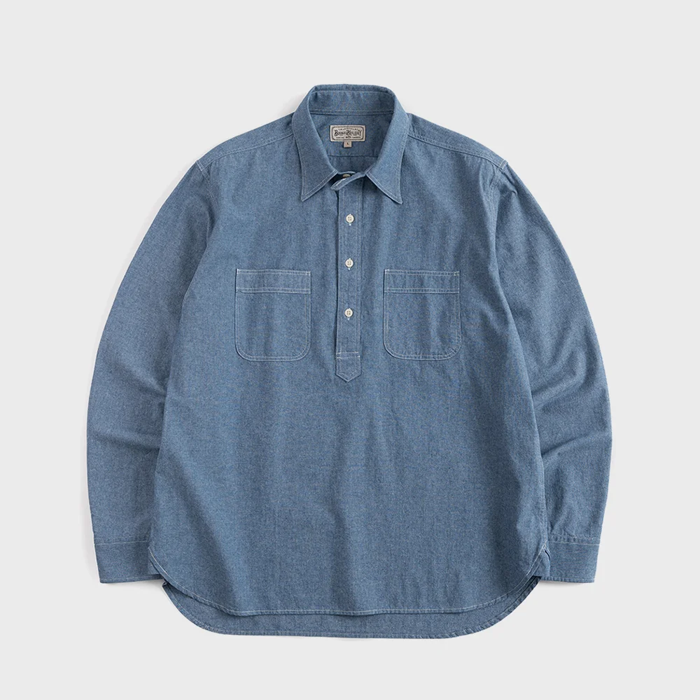 13 CHAMBRAY PULLOVER SHIRT (blue)