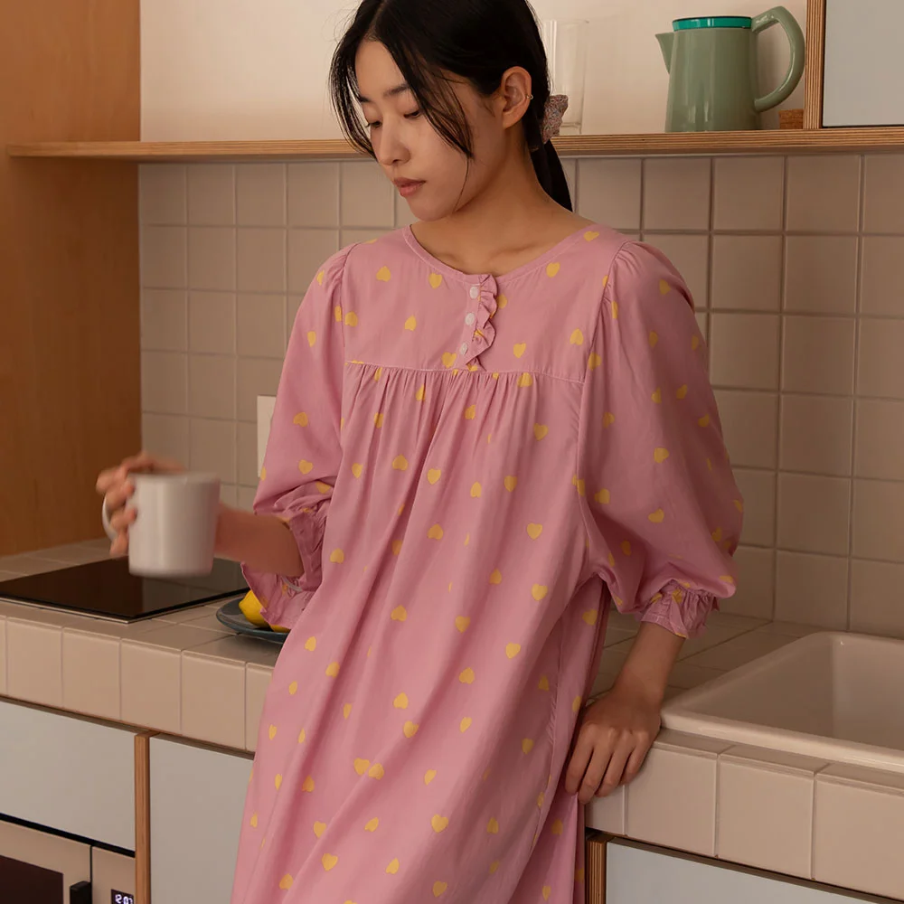 Amour 莫代爾 連衣裙 睡衣 女裝 7分 家居服 - 01 Heart (M/L)