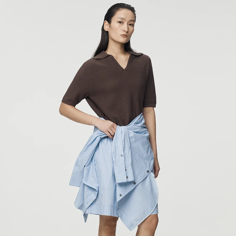 Striped Cotton Poplin Shorts_Blue