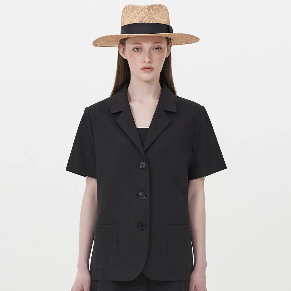 3-button half sleeve jacket_black