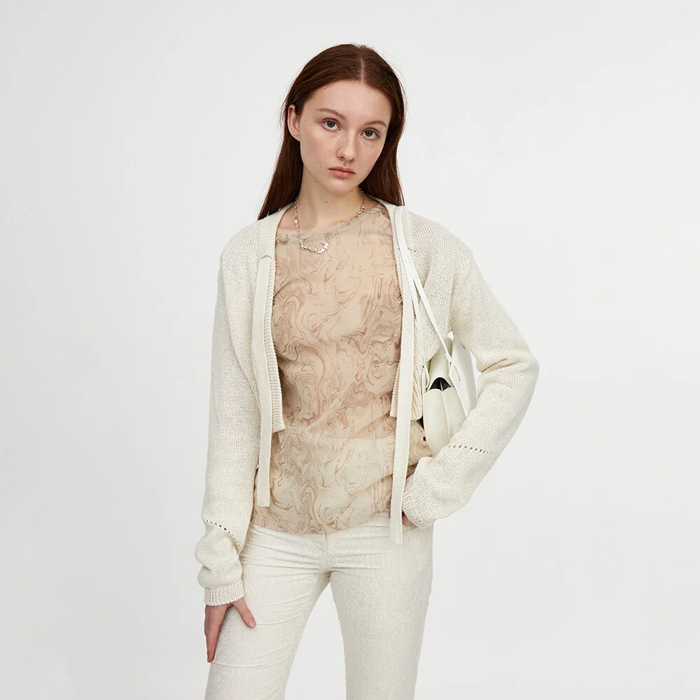 23SS Cropped Bolero Cardigan Ivory