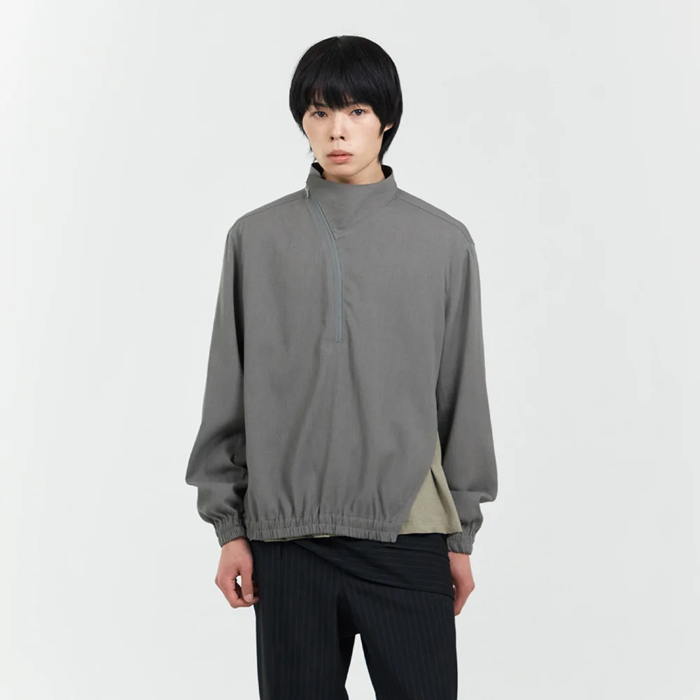 CURVED HALF ZIP-UP MODERN MOCHA