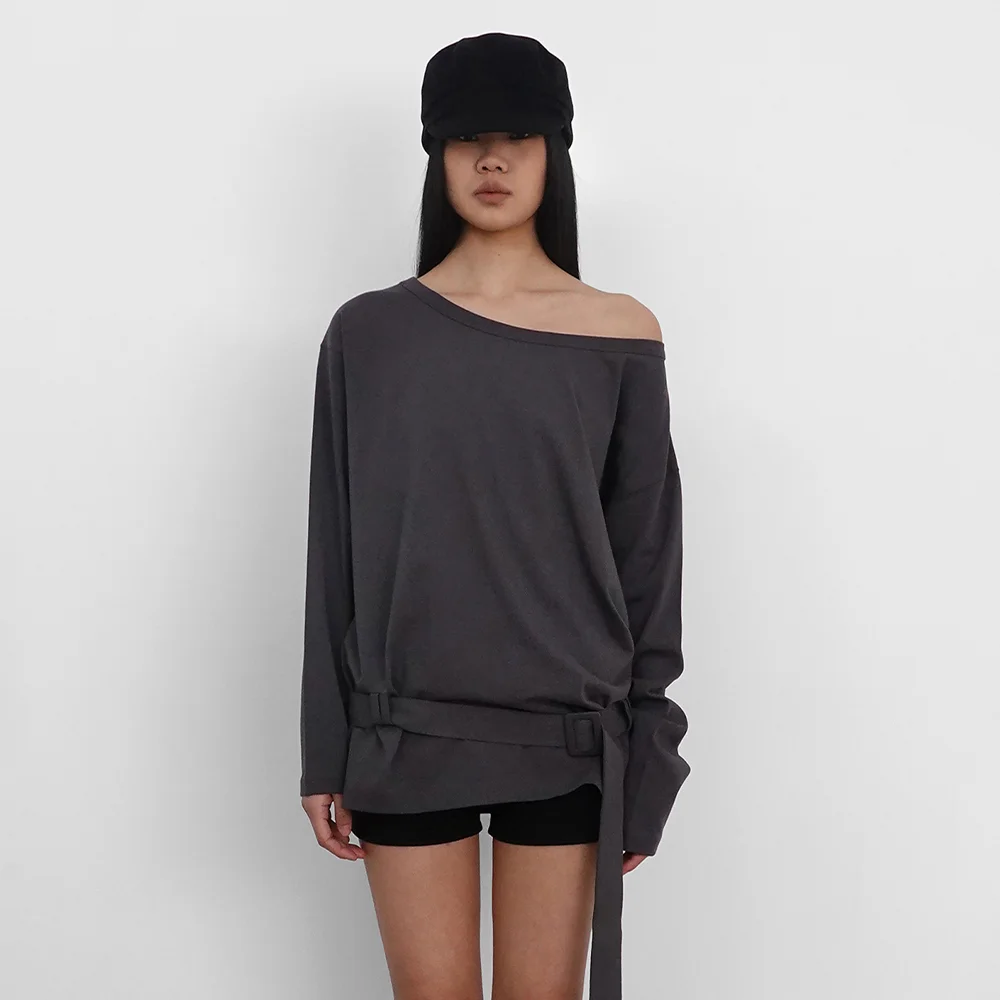 One Shoulder Belt T_Charcoal