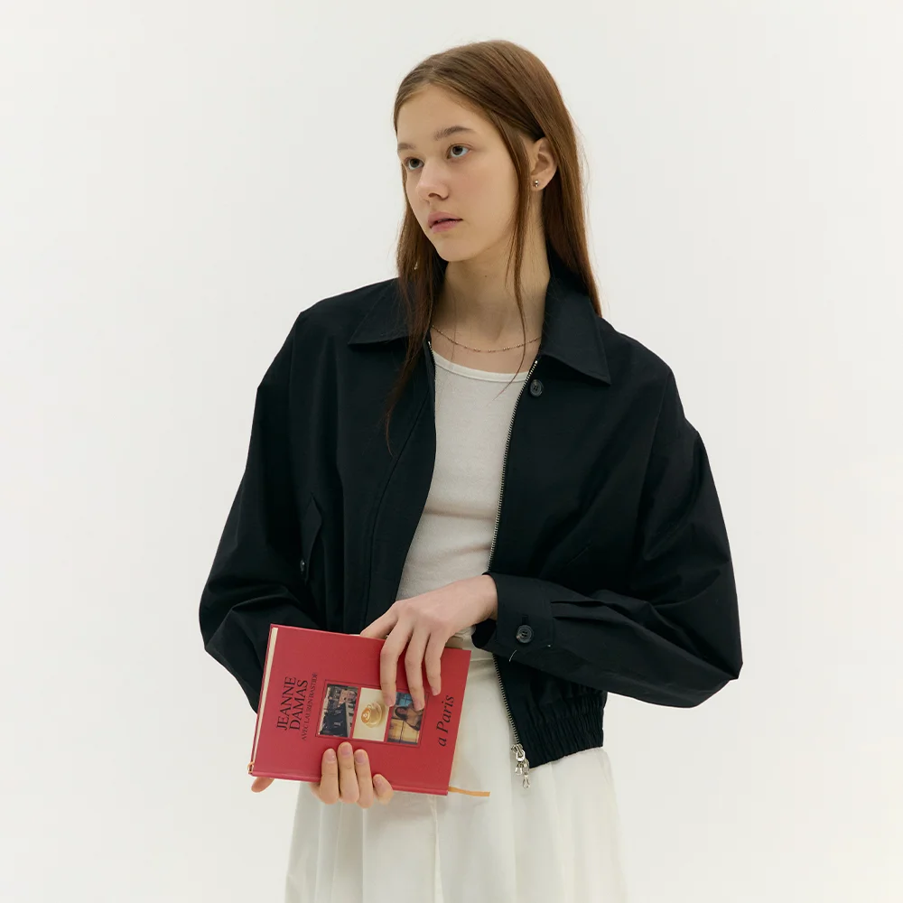 CASUAL COLLAR BLOUSON JUMPER (moat black)